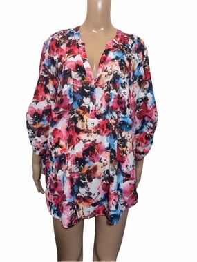 torrid Harper Floral  Watercolor V-Neck multicolor top